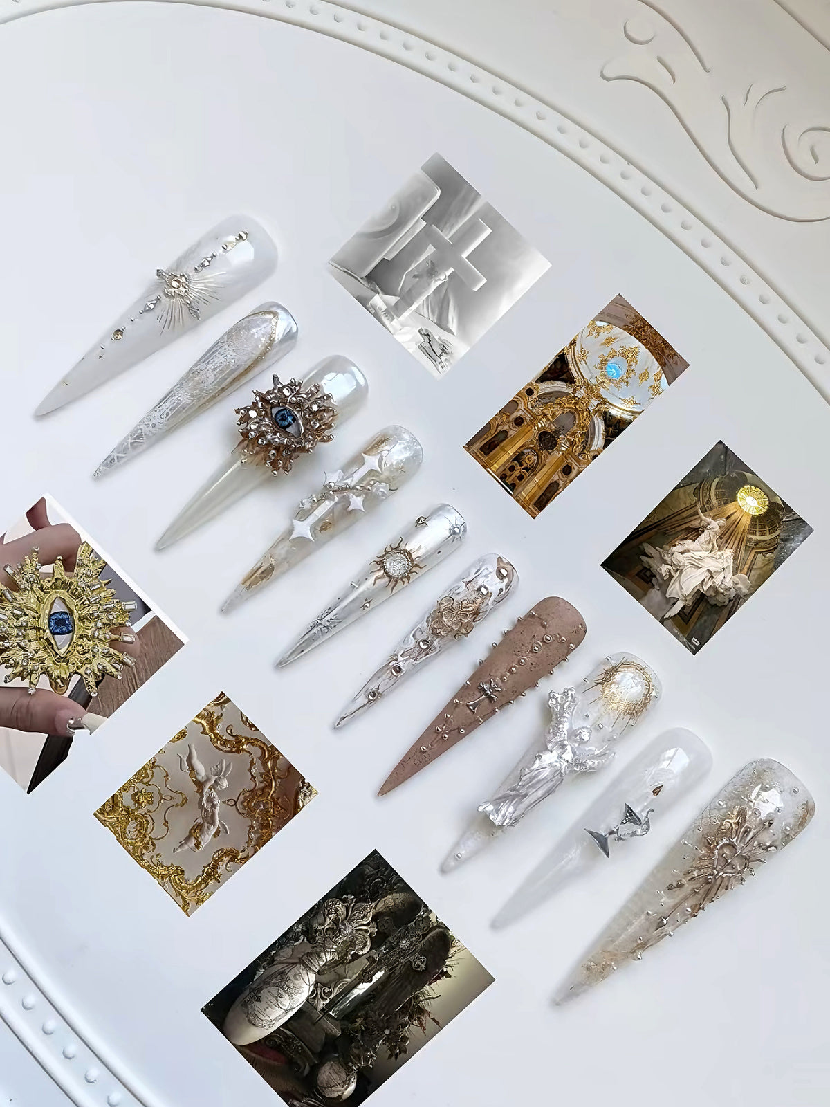Handmade Stiletto Press‑on Nails ｜Baroque Angel