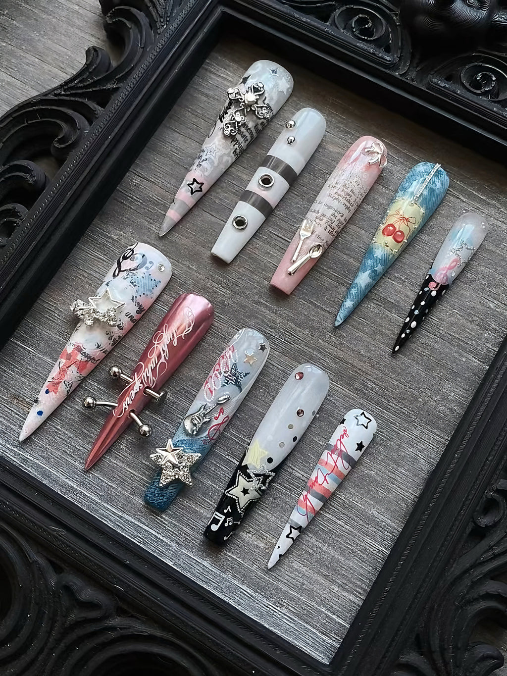 Handmade Stiletto Press‑on Nails ｜Y2K Sweet Chaos