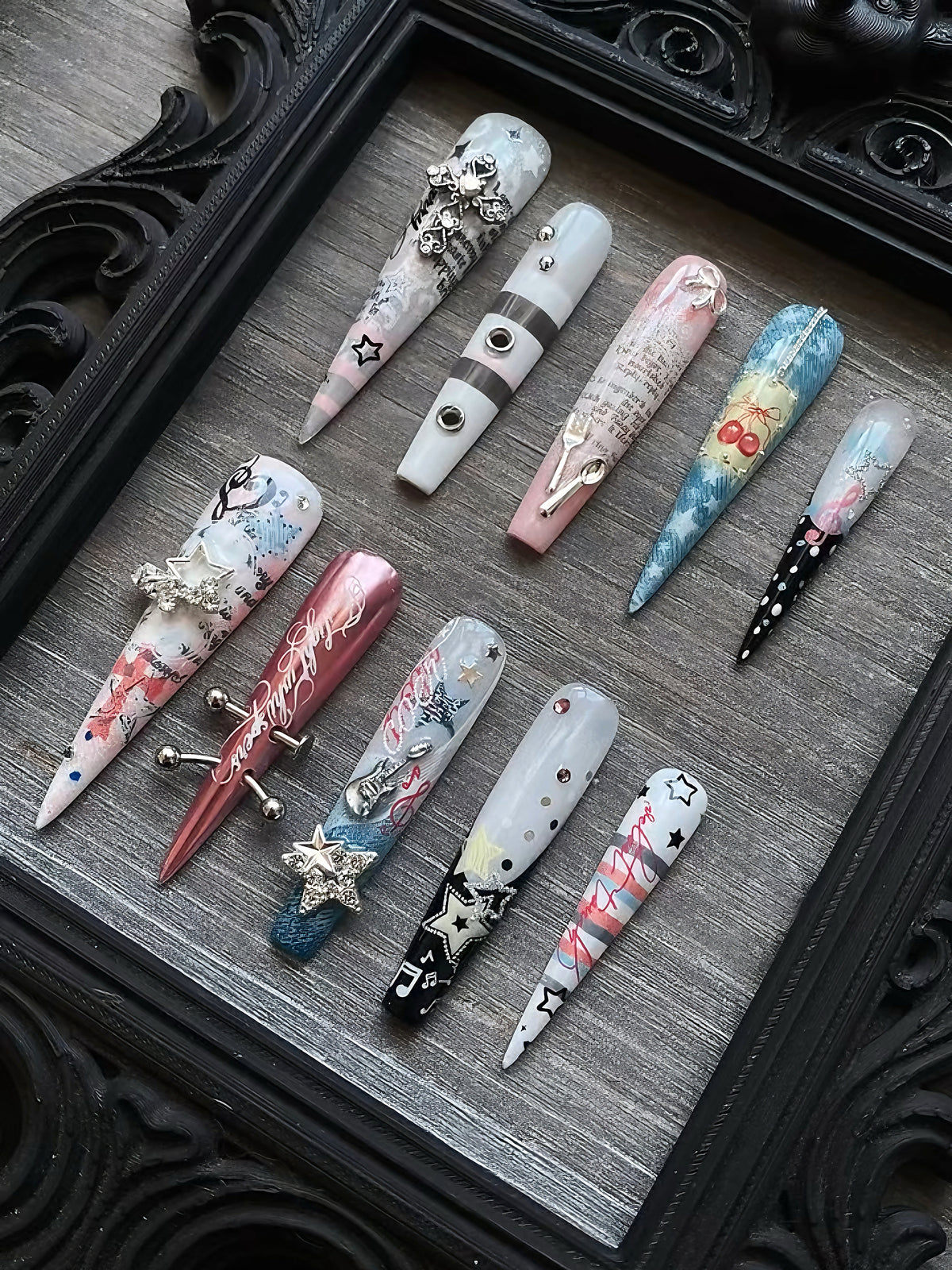 Handmade Stiletto Press‑on Nails ｜Y2K Sweet Chaos