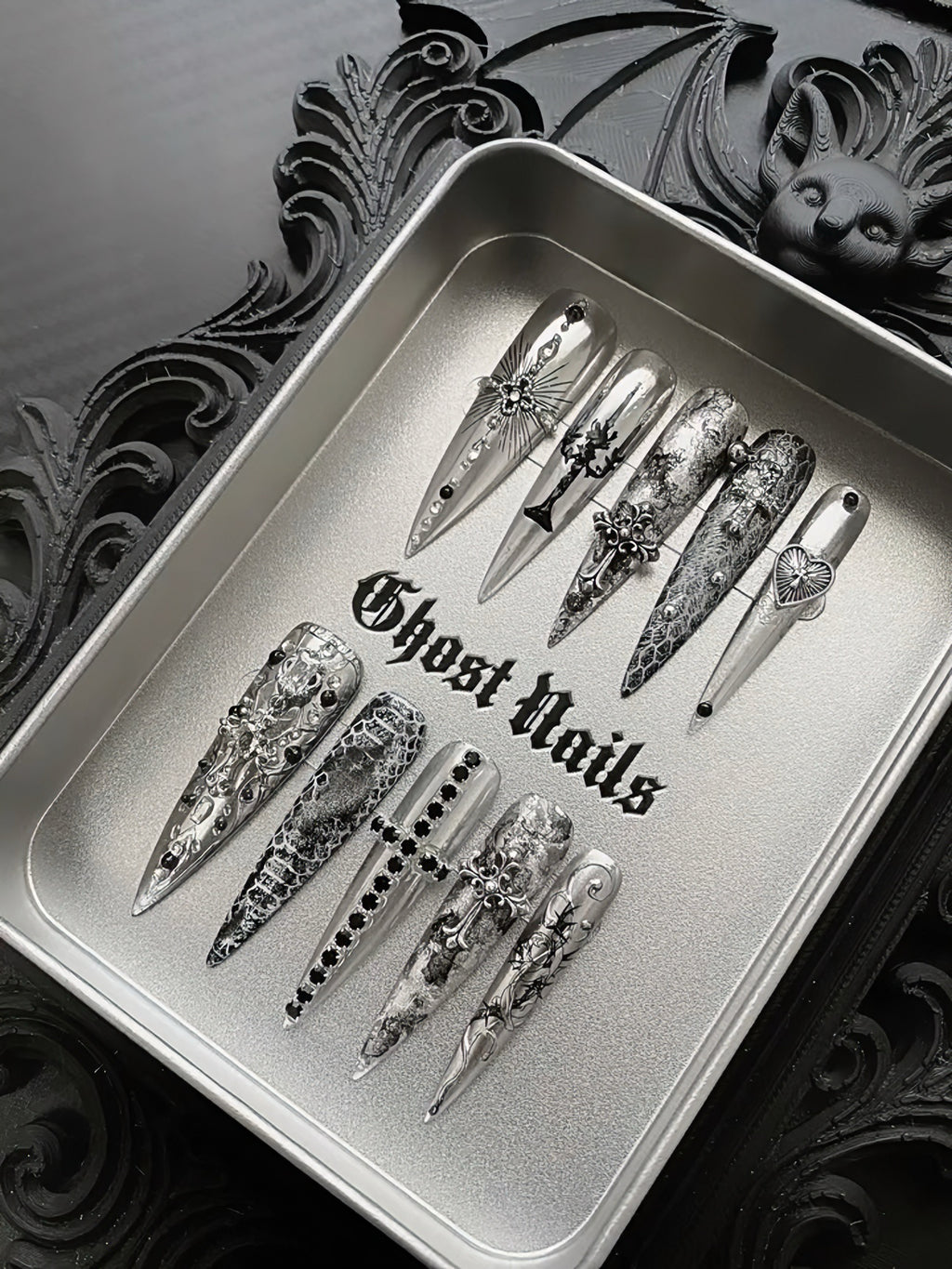 Handmade Stiletto Press‑on Nails ｜Dark Spire