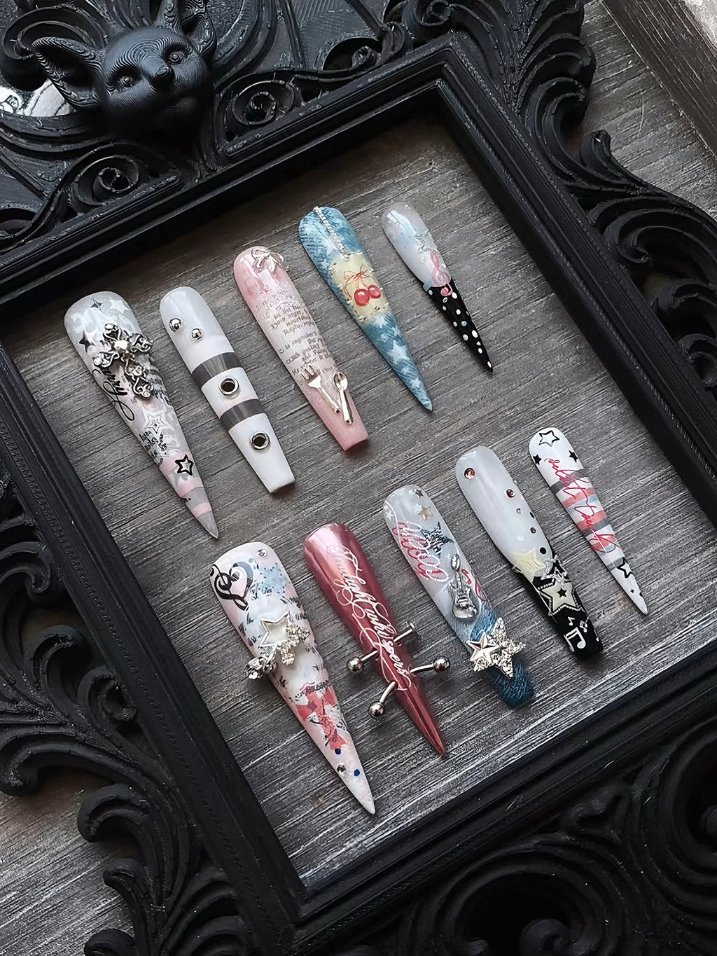 Handmade Stiletto Press‑on Nails ｜Y2K Sweet Chaos