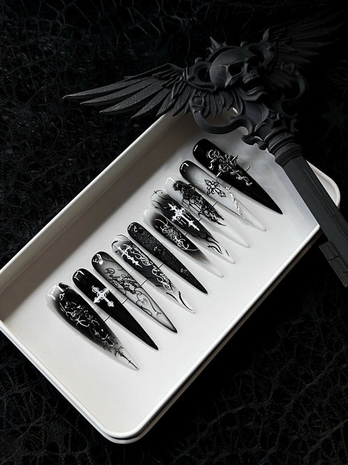 Handmade Stiletto Nails - Ghost Thorns