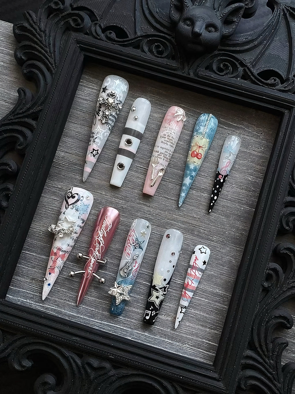 Handmade Stiletto Press‑on Nails ｜Y2K Sweet Chaos