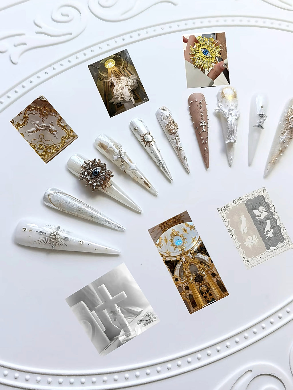 Handmade Stiletto Press‑on Nails ｜Baroque Angel